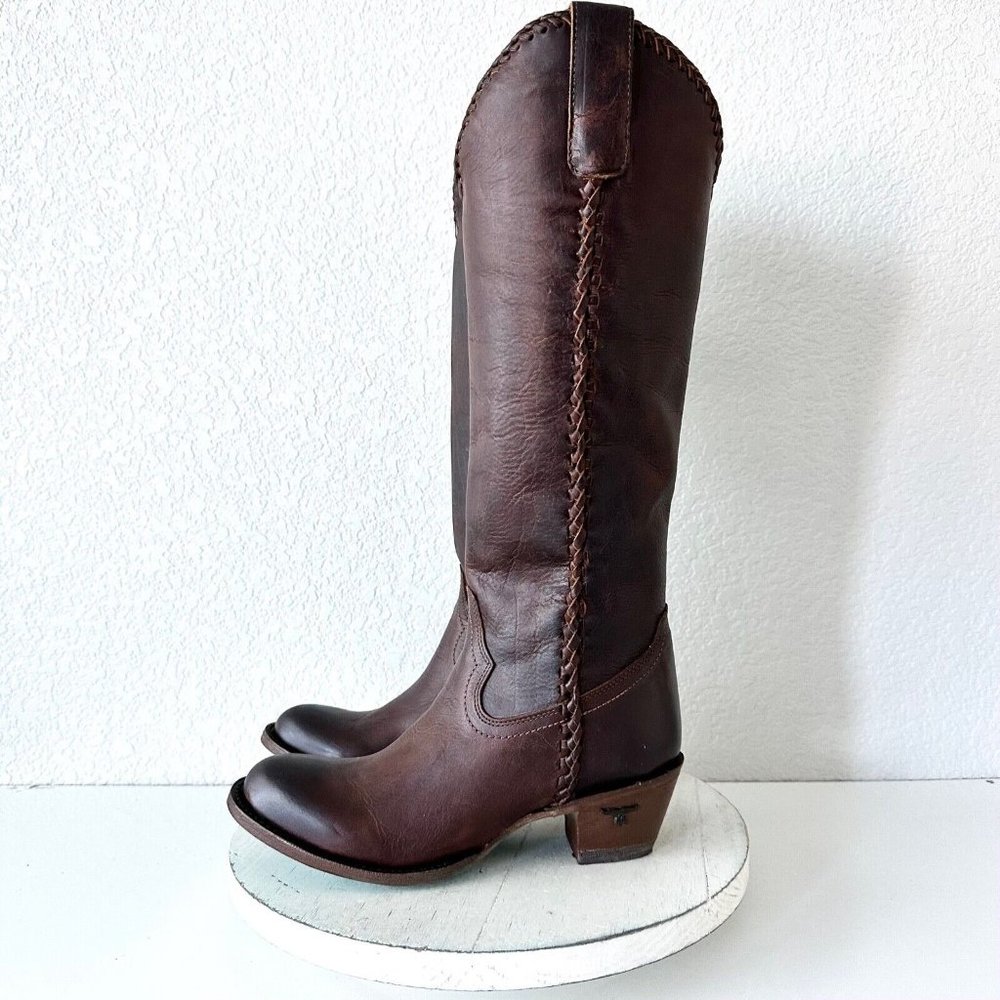 Women’s Brown Leather Heeled Boots - Picture 5 of 12